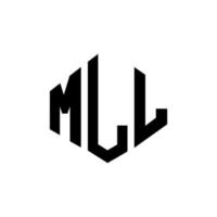 mll letter logo-ontwerp met veelhoekvorm. ml veelhoek en kubusvorm logo-ontwerp. ml zeshoek vector logo sjabloon witte en zwarte kleuren. mll-monogram, bedrijfs- en onroerendgoedlogo.