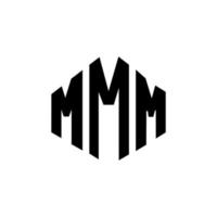 mmm letter logo-ontwerp met veelhoekvorm. mmm logo-ontwerp met veelhoek en kubusvorm. mmm zeshoek vector logo sjabloon witte en zwarte kleuren. mmm monogram, bedrijfs- en onroerend goed logo.