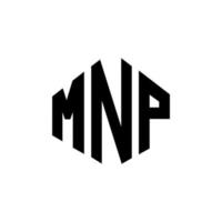 mnp letter logo-ontwerp met veelhoekvorm. mnp veelhoek en kubusvorm logo-ontwerp. mnp zeshoek vector logo sjabloon witte en zwarte kleuren. mnp monogram, bedrijfs- en onroerend goed logo.