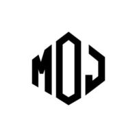 moj letter logo-ontwerp met veelhoekvorm. moj veelhoek en kubusvorm logo-ontwerp. moj zeshoek vector logo sjabloon witte en zwarte kleuren. moj monogram, bedrijfs- en onroerend goed logo.