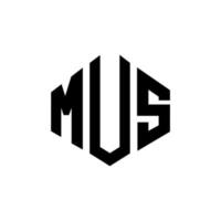 mus letter logo-ontwerp met veelhoekvorm. mus veelhoek en kubusvorm logo-ontwerp. mus zeshoek vector logo sjabloon witte en zwarte kleuren. mus monogram, business en onroerend goed logo.