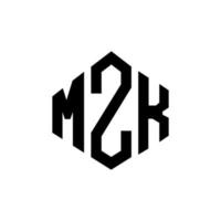 mzk letter logo-ontwerp met veelhoekvorm. mzk veelhoek en kubusvorm logo-ontwerp. mzk zeshoek vector logo sjabloon witte en zwarte kleuren. mzk-monogram, bedrijfs- en onroerendgoedlogo.