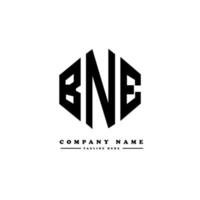 bne letter logo-ontwerp met veelhoekvorm. bne veelhoek en kubusvorm logo-ontwerp. bne zeshoek vector logo sjabloon witte en zwarte kleuren. bne monogram, business en onroerend goed logo.