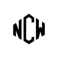 ncw letter logo-ontwerp met veelhoekvorm. ncw veelhoek en kubusvorm logo-ontwerp. ncw zeshoek vector logo sjabloon witte en zwarte kleuren. ncw monogram, business en onroerend goed logo.