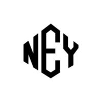 ney letter logo-ontwerp met veelhoekvorm. ney veelhoek en kubusvorm logo-ontwerp. ney zeshoek vector logo sjabloon witte en zwarte kleuren. ney monogram, business en onroerend goed logo.