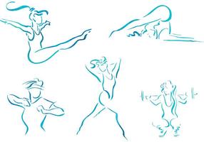 Gratis Vector Schets Vrouwen Fitness Illustraties