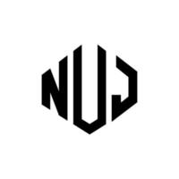 nuj letter logo-ontwerp met veelhoekvorm. nuj veelhoek en kubusvorm logo-ontwerp. nuj zeshoek vector logo sjabloon witte en zwarte kleuren. nuj monogram, business en onroerend goed logo.