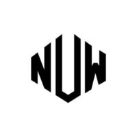 nuw letter logo-ontwerp met veelhoekvorm. nuw veelhoek en kubusvorm logo-ontwerp. nuw zeshoek vector logo sjabloon witte en zwarte kleuren. nuw monogram, bedrijfs- en onroerend goed logo.