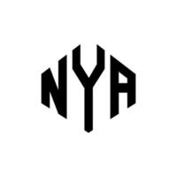 nya letter logo-ontwerp met veelhoekvorm. nya veelhoek en kubusvorm logo-ontwerp. nya zeshoek vector logo sjabloon witte en zwarte kleuren. nya monogram, bedrijfs- en onroerend goed logo.