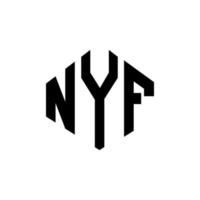 nyf letter logo-ontwerp met veelhoekvorm. nyf veelhoek en kubusvorm logo-ontwerp. nyf zeshoek vector logo sjabloon witte en zwarte kleuren. nyf-monogram, bedrijfs- en onroerendgoedlogo.