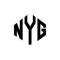 nyg letter logo-ontwerp met veelhoekvorm. nyg veelhoek en kubusvorm logo-ontwerp. nyg zeshoek vector logo sjabloon witte en zwarte kleuren. nyg-monogram, bedrijfs- en onroerendgoedlogo.