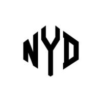 nyd letter logo-ontwerp met veelhoekvorm. nyd veelhoek en kubusvorm logo-ontwerp. nyd zeshoek vector logo sjabloon witte en zwarte kleuren. nyd-monogram, bedrijfs- en onroerendgoedlogo.