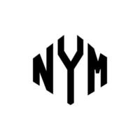 nym letter logo-ontwerp met veelhoekvorm. nym veelhoek en kubusvorm logo-ontwerp. nym zeshoek vector logo sjabloon witte en zwarte kleuren. nym monogram, business en onroerend goed logo.