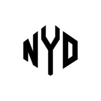 nyo letter logo-ontwerp met veelhoekvorm. nyo veelhoek en kubusvorm logo-ontwerp. nyo zeshoek vector logo sjabloon witte en zwarte kleuren. nyo monogram, business en onroerend goed logo.