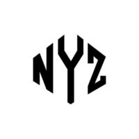 nyz letter logo-ontwerp met veelhoekvorm. nyz veelhoek en kubusvorm logo-ontwerp. nyz zeshoek vector logo sjabloon witte en zwarte kleuren. nyz-monogram, bedrijfs- en onroerendgoedlogo.