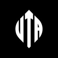 uta cirkel letter logo ontwerp met cirkel en ellipsvorm. uta ellipsletters met typografische stijl. de drie initialen vormen een cirkellogo. uta cirkel embleem abstracte monogram brief mark vector. vector