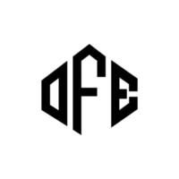 ofe letter logo-ontwerp met veelhoekvorm. van een veelhoek en kubusvorm logo-ontwerp. ofe zeshoek vector logo sjabloon witte en zwarte kleuren. ofe monogram, business en onroerend goed logo.