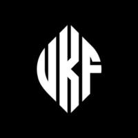 ukf cirkel letter logo ontwerp met cirkel en ellipsvorm. ukf ellipsletters met typografische stijl. de drie initialen vormen een cirkellogo. ukf cirkel embleem abstracte monogram brief mark vector. vector