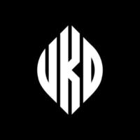 ukd cirkel letter logo ontwerp met cirkel en ellipsvorm. ukd ellipsletters met typografische stijl. de drie initialen vormen een cirkellogo. ukd cirkel embleem abstracte monogram brief mark vector. vector