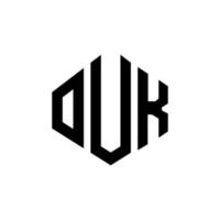 ouk letter logo-ontwerp met veelhoekvorm. ouk veelhoek en kubusvorm logo-ontwerp. ouk zeshoek vector logo sjabloon witte en zwarte kleuren. ouk monogram, business en onroerend goed logo.