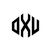 oxu letter logo-ontwerp met veelhoekvorm. oxu veelhoek en kubusvorm logo-ontwerp. oxu zeshoek vector logo sjabloon witte en zwarte kleuren. oxu-monogram, bedrijfs- en onroerendgoedlogo.
