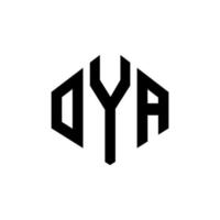 oya letter logo-ontwerp met veelhoekvorm. oya veelhoek en kubusvorm logo-ontwerp. oya zeshoek vector logo sjabloon witte en zwarte kleuren. oya monogram, business en onroerend goed logo.