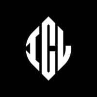 icl cirkel letter logo ontwerp met cirkel en ellipsvorm. icl ellipsletters met typografische stijl. de drie initialen vormen een cirkellogo. icl cirkel embleem abstracte monogram brief mark vector. vector