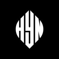 hyn cirkel letter logo ontwerp met cirkel en ellipsvorm. hyn ellipsletters met typografische stijl. de drie initialen vormen een cirkellogo. hyn cirkel embleem abstracte monogram brief mark vector. vector