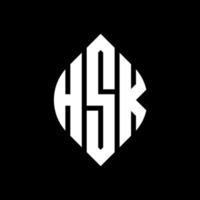 hsk cirkel letter logo ontwerp met cirkel en ellipsvorm. hsk ellipsletters met typografische stijl. de drie initialen vormen een cirkellogo. hsk cirkel embleem abstracte monogram brief mark vector. vector