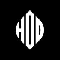 hod cirkel letter logo-ontwerp met cirkel en ellipsvorm. hod ellips letters met typografische stijl. de drie initialen vormen een cirkellogo. hod cirkel embleem abstracte monogram brief mark vector. vector