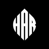 har cirkel letter logo-ontwerp met cirkel en ellipsvorm. har ellipsletters met typografische stijl. de drie initialen vormen een cirkellogo. har cirkel embleem abstracte monogram brief mark vector. vector