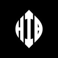 hib cirkel letter logo ontwerp met cirkel en ellipsvorm. hib ellipsletters met typografische stijl. de drie initialen vormen een cirkellogo. hib cirkel embleem abstracte monogram brief mark vector. vector