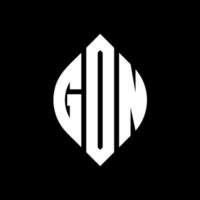 gon cirkel letter logo ontwerp met cirkel en ellipsvorm. gon ellipsletters met typografische stijl. de drie initialen vormen een cirkellogo. gon cirkel embleem abstracte monogram brief mark vector. vector