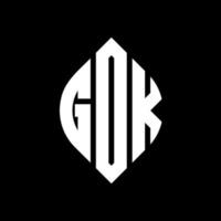 gok cirkel letter logo ontwerp met cirkel en ellipsvorm. gok ellips letters met typografische stijl. de drie initialen vormen een cirkellogo. gok cirkel embleem abstracte monogram brief mark vector. vector