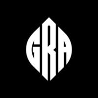 gra cirkel letter logo-ontwerp met cirkel en ellipsvorm. gra ellipsletters met typografische stijl. de drie initialen vormen een cirkellogo. gra cirkel embleem abstracte monogram brief mark vector. vector