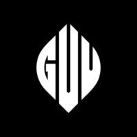 guv cirkel letter logo-ontwerp met cirkel en ellipsvorm. guv-ellipsletters met typografische stijl. de drie initialen vormen een cirkellogo. Guv cirkel embleem abstracte monogram brief mark vector. vector