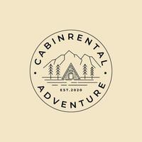 cabine verhuur lijntekeningen badge logo vector illustratie ontwerp