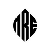 mre cirkel letter logo ontwerp met cirkel en ellipsvorm. meer ellipsletters met typografische stijl. de drie initialen vormen een cirkellogo. mre cirkel embleem abstracte monogram brief mark vector. vector