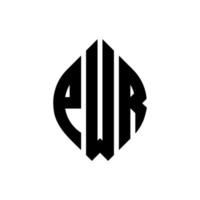 pwr cirkel letter logo ontwerp met cirkel en ellipsvorm. pwr ellipsletters met typografische stijl. de drie initialen vormen een cirkellogo. pwr cirkel embleem abstracte monogram brief mark vector. vector