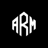 arm letter logo-ontwerp met veelhoekvorm. arm veelhoek en kubusvorm logo-ontwerp. arm zeshoek vector logo sjabloon witte en zwarte kleuren. arm monogram, business en onroerend goed logo.