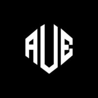 Aue letter logo-ontwerp met veelhoekvorm. Aue veelhoek en kubusvorm logo-ontwerp. Aue zeshoek vector logo sjabloon witte en zwarte kleuren. Aue monogram, business en onroerend goed logo.