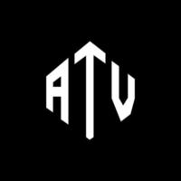 atv letter logo-ontwerp met veelhoekvorm. atv veelhoek en kubusvorm logo-ontwerp. atv zeshoek vector logo sjabloon witte en zwarte kleuren. atv-monogram, bedrijfs- en onroerendgoedlogo.