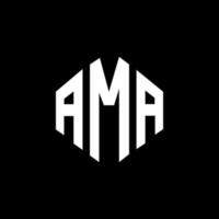 ama letter logo-ontwerp met veelhoekvorm. ama veelhoek en kubusvorm logo-ontwerp. ama zeshoek vector logo sjabloon witte en zwarte kleuren. ama monogram, business en onroerend goed logo.