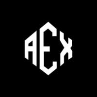 aex letter logo-ontwerp met veelhoekvorm. aex veelhoek en kubusvorm logo-ontwerp. aex zeshoek vector logo sjabloon witte en zwarte kleuren. aex-monogram, bedrijfs- en onroerendgoedlogo.