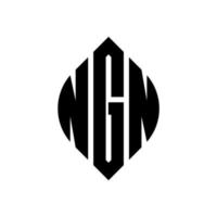 ngn cirkel letter logo-ontwerp met cirkel en ellipsvorm. ngn ellipsletters met typografische stijl. de drie initialen vormen een cirkellogo. ngn cirkel embleem abstracte monogram brief mark vector. vector