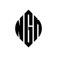 ngm cirkel letter logo-ontwerp met cirkel en ellipsvorm. ngm ellipsletters met typografische stijl. de drie initialen vormen een cirkellogo. ngm cirkel embleem abstracte monogram brief mark vector. vector