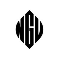 ngu cirkel letter logo ontwerp met cirkel en ellipsvorm. ngu ellipsletters met typografische stijl. de drie initialen vormen een cirkellogo. ngu cirkel embleem abstracte monogram brief mark vector. vector