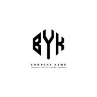 byk letter logo-ontwerp met veelhoekvorm. byk veelhoek en kubusvorm logo-ontwerp. byk zeshoek vector logo sjabloon witte en zwarte kleuren. byk monogram, business en onroerend goed logo.