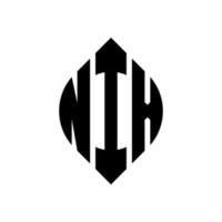 nix cirkel letter logo-ontwerp met cirkel en ellipsvorm. nix ellipsletters met typografische stijl. de drie initialen vormen een cirkellogo. nix cirkel embleem abstracte monogram brief mark vector. vector