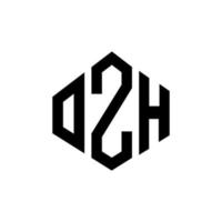 ozh letter logo-ontwerp met veelhoekvorm. ozh veelhoek en kubusvorm logo-ontwerp. ozh zeshoek vector logo sjabloon witte en zwarte kleuren. ozh monogram, business en onroerend goed logo.